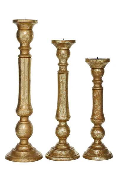 Uma Distressed Mango Wood Candle Holders In Multi