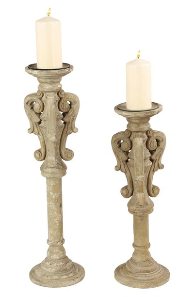 Sonoma Sage Home Wood Pillar Candle Holders In Grey