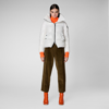 Save The Duck Isla Funnel Neck Puffer W/ Big Duck Logo Jacket In Off White
