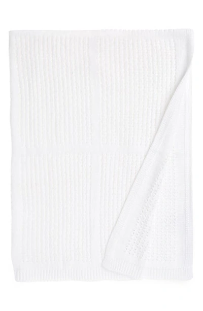 Nordstrom Kids'  Cellular Knit Baby Blanket In White