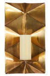 SONOMA SAGE HOME GOLD STAINLESS STEEL PILLAR GEOMETRIC WALL SCONCE WITH HAMMERED DESIGN