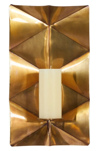 Sonoma Sage Home Gold Stainless Steel Pillar Geometric Wall Sconce With Hammered Design