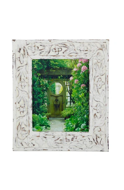 Sonoma Sage Home White Mango Wood Handmade Intricate Carved Floral Photo Frame