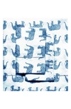 Melange Pink Elephant Print 400 Tc Cotton 3-piece Sheet Set In True Navy