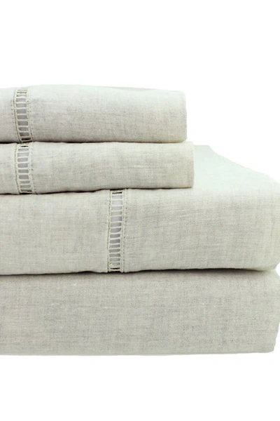 Melange Linen Ladder Hem Sheet 4-piece Set In Natural