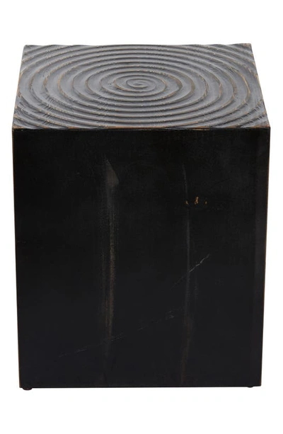 Ginger Birch Studio Black Wood Intricately Carved Accent Table