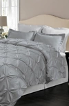 Blue Ridge Home Fashions Oversize Floral Pintuck Microfiber 3-piece Duvet Cover Set In Sharkskin