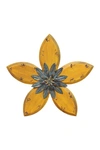STRATTON HOME DECOR YELLOW/TEAL ANTIQUE FLOWER WALL DECOR
