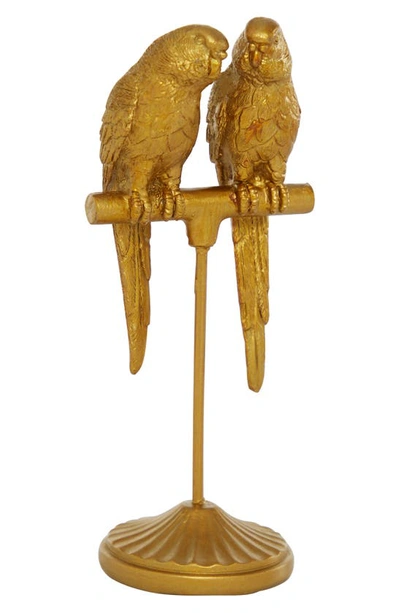 Willow Row Goldtone Polystone Parrot Sculpture