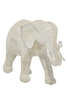 Ginger Birch Studio Carved Elephant Figure In White