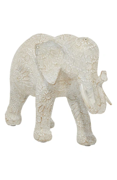 Ginger Birch Studio Carved Elephant Figure In White