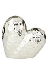 VIVIAN LUNE HOME SILVERTONE PORCELAIN HEART SCULPTURE