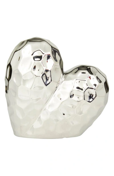 Vivian Lune Home Silvertone Porcelain Heart Sculpture