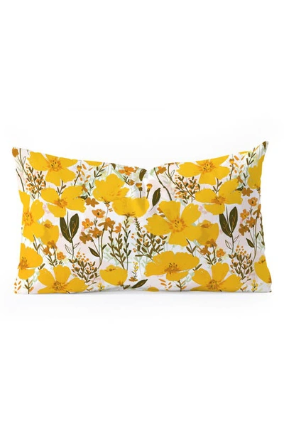 Deny Designs Allison Janssen Yellow Roaming Lumbar Throw Pillow In Multi