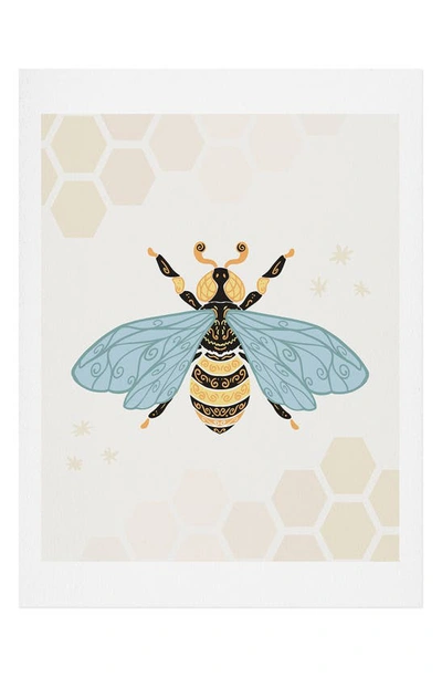 Deny Designs Avenie Bee And Honey Comb Art Poster In Multi