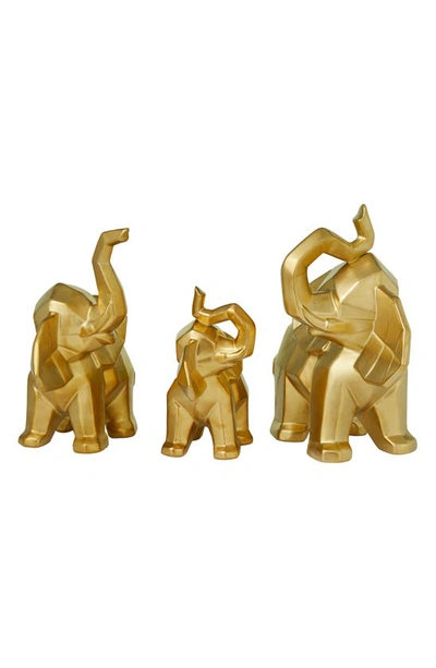 Cosmo By Cosmopolitan 3 Piece Elephant Sculpture Set In Gold
