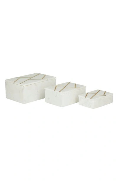 Vivian Lune Home 3 Piece White Marble Box Set
