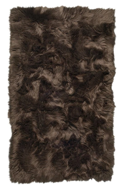 Luxe Hudson Faux Fur Rectangular Rug In Brown