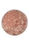 Luxe Arlington Circular Faux Fur Rug In Dusty Rose