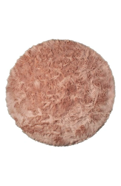 Luxe Arlington Circular Faux Fur Rug In Dusty Rose