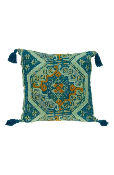 Parkland Collection Lotus Tassel Accent Pillow In Blue Green Multicolor