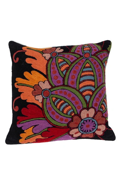 Parkland Collection Hand-embroidered Siacca Accent Pillow In Black