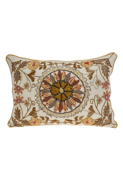 Parkland Collection Hand-embroidered Maggie Accent Pillow In Beige