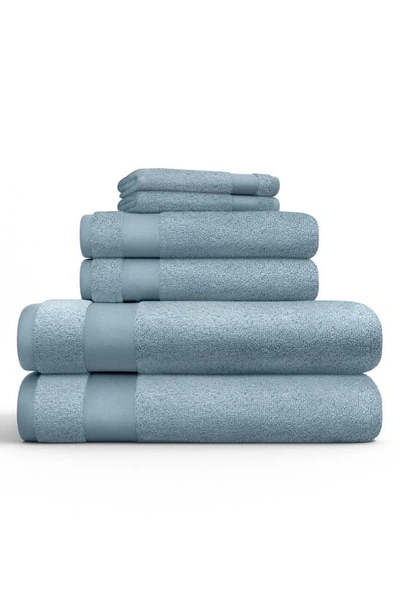 Homespun Ultrasoft Cotton Towel Set In Light Blue