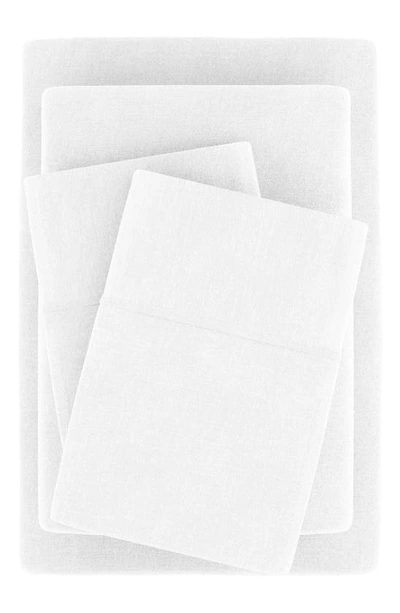 Homespun Luxury 4-piece Rayon & Linen Blend Bed Sheet Set In White