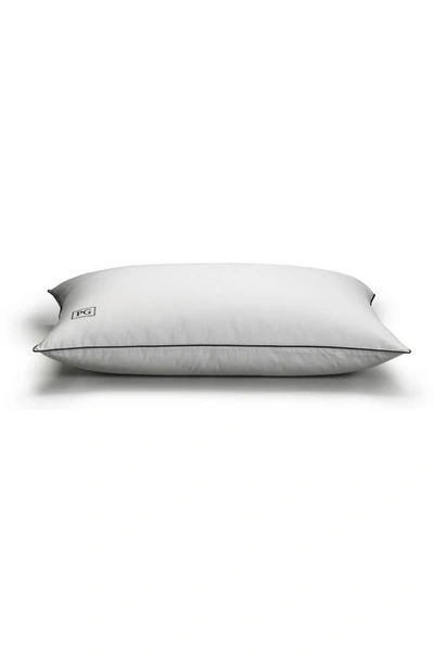 Pg Goods White Down Stomach Sleeper Pillow In White With Navy/teal Cord