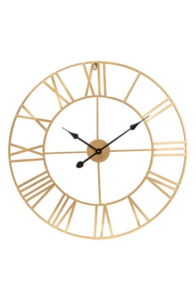 Merkury Innovations Metal 24" Roman Oversized Wall Clock In Gold