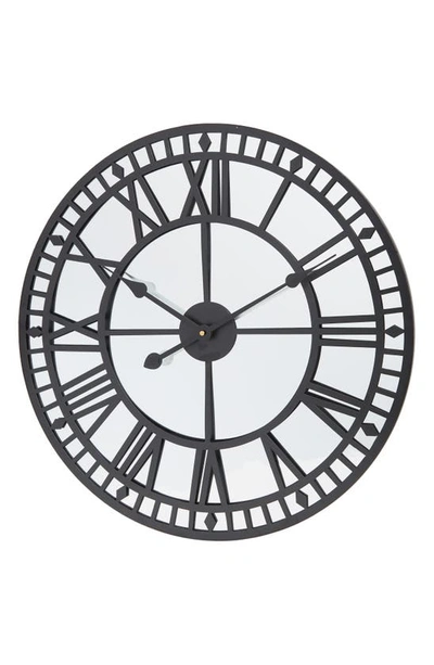 Merkury Innovations Roman Mirrored Oversized Wall Clock In Black