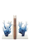 WILLOW ROW BLUE METAL OMBRÉ CORAL BOOKEND