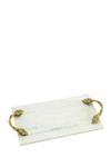 Willow Row White/gold Aluminum & Marble Tray
