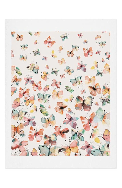 Deny Designs Ninola Design Butterflies Watercolor Art Print In Multi