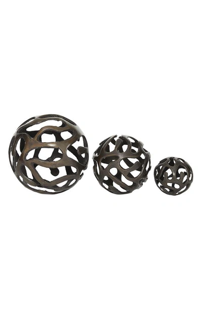 Vivian Lune Home Cutout Metal Ball Decoration 3-piece Set In Brass