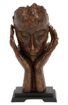 WILLOW ROW BROWN POLYSTONE THINKER MASK SCULPTURE