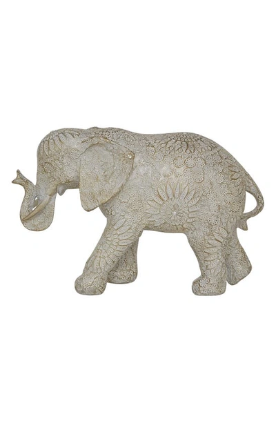 Ginger Birch Studio White Polystone Elephant Statue