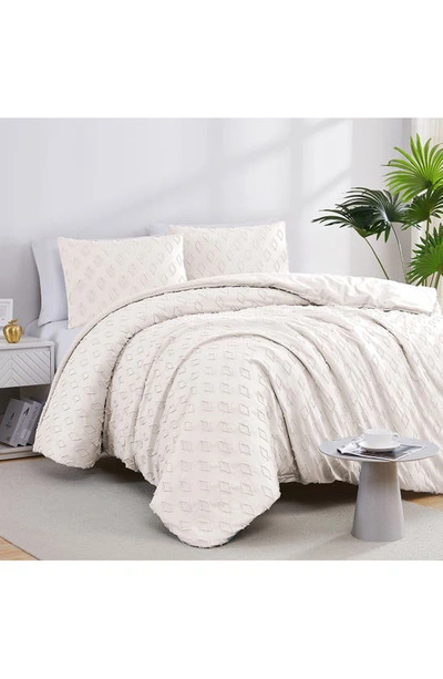Southshore Fine Linens Delta Clipped Jacquard Duvet Cover Set In Bone