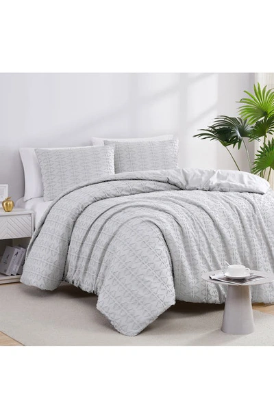 Southshore Fine Linens Bali Clipped Jacquard Duvet Cover Set In Light Grey