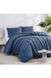 Southshore Fine Linens Bali Clipped Jacquard Duvet Cover Set In Navy Blue