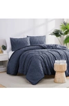 Southshore Fine Linens Chevron Jacquard Comforter Set In Dark Blue