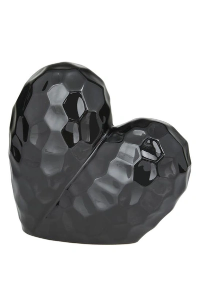 Vivian Lune Home Black Porcelain Heart Sculpture