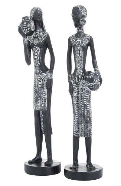 Vivian Lune Home Polystone Woman Sculpture In Black