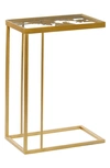 VIVIAN LUNE HOME GOLDTONE METAL CONTEMPORARY ACCENT TABLE WITH CLEAR GLASS TOP