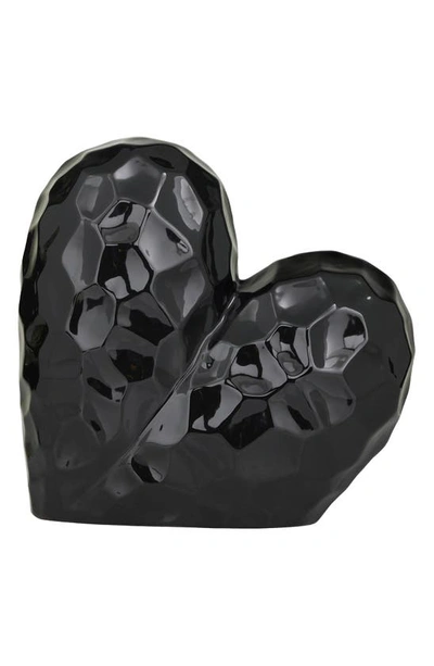 Vivian Lune Home Black Porcelain Heart Tabletop Sculpture