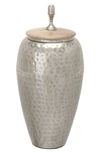 Vivian Lune Home Silvertone Metal Contemporary Decorative Jar In Silver