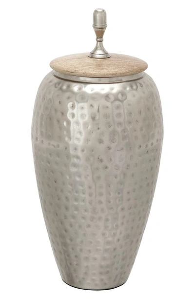 Vivian Lune Home Silvertone Metal Contemporary Decorative Jar