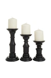 Vivian Lune Home Black Wood Candle Holder In Black
