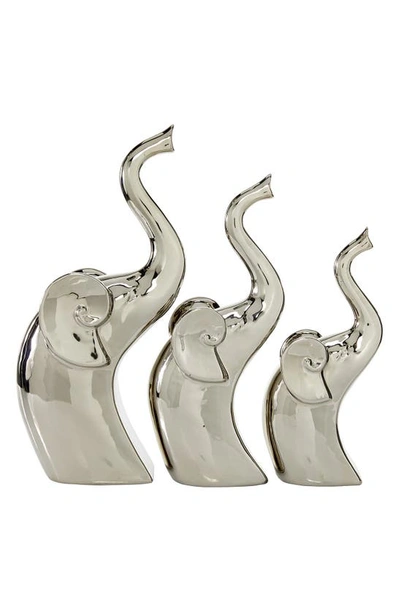 Vivian Lune Home Silver Porcelain Contemporary Elephant Sculpture